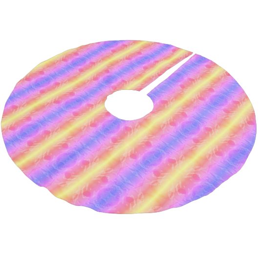 abstrakte Pastellstreifen Polyester Weihnachtsbaumdecke (Schrägansicht)