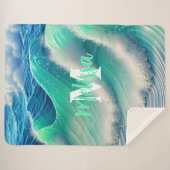 Abstrakte Pastellwasserwellen Mit Monogramm Sherpadecke (Vorderseite (Horizontal))