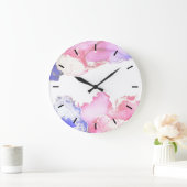 Abstrakte Pastete Rosa Lila Gold Große Wanduhr (Zuhause)