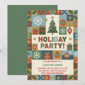 Abstrakte Patchwork-Feiertags-Weihnachtsfeier Einladung (Vorne/Hinten)