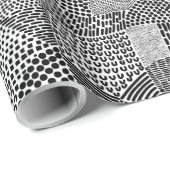 Abstrakte Patchwork-Karte - Schwarz auf Weiß Geschenkpapier (Rolleneckpunkt)