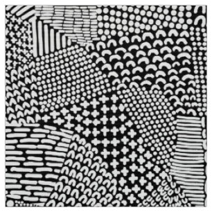 Abstrakte Patchwork-Karte - Weiß auf Schwarz Stoff