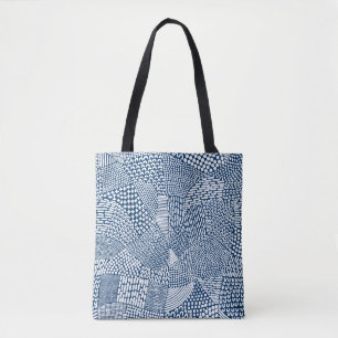 Abstrakte Patchwork-Karte - White on Indigo Dye Bl Tasche