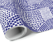 Abstrakte Patchwork Map - Deep Navy Blue on White Geschenkpapier (Rolleneckpunkt)
