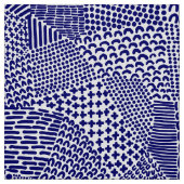 Abstrakte Patchwork Map - Deep Navy Blue on White Stoff (Muster)