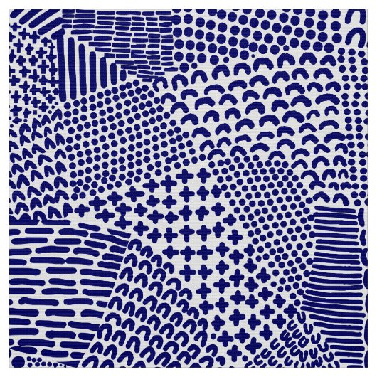Abstrakte Patchwork Map - Deep Navy Blue on White Stoff (Muster)