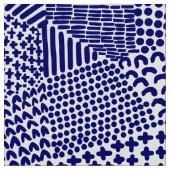 Abstrakte Patchwork Map - Deep Navy Blue on White Stoff (Nahaufnahme)