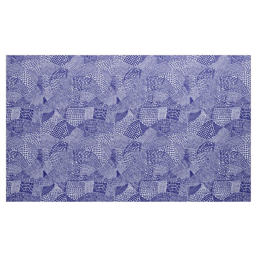 Abstrakte Patchwork Map - Deep Navy Blue on White Stoff (Yard (91,4 cm))