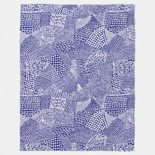 Abstrakte Patchwork Map - White on Deep Navy Blue Fleecedecke