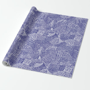 Abstrakte Patchwork Map - White on Deep Navy Blue Geschenkpapier