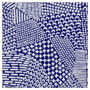 Abstrakte Patchwork Map - White on Deep Navy Blue Stoff