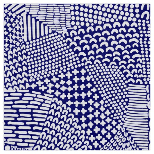 Abstrakte Patchwork Map - White on Deep Navy Blue Stoff (Muster)