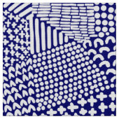 Abstrakte Patchwork Map - White on Deep Navy Blue Stoff (Nahaufnahme)