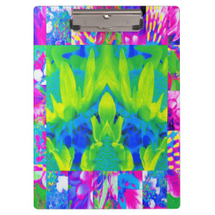 Abstrakte Patchwork-Sonnenblumen-Garten-Collage Klemmbrett