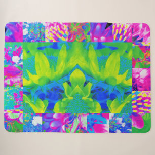 Abstrakte Patchwork-Sonnenblumen-Garten-Collage Sherpadecke