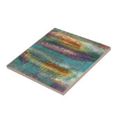 Abstrakte patinengrüne Kupfermuster-Blätter Fliese (Seite)