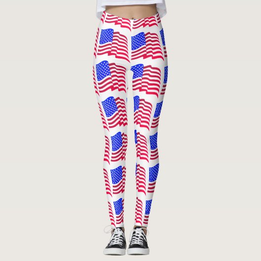 Abstrakte Patriotische Lady Leggings (Vorderseite)