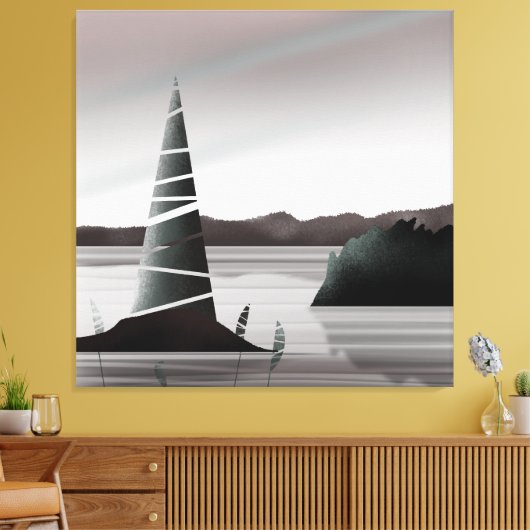 Abstrakte Pazifikküste Minimale Kunst Leinwanddruck (Insitu (Wohnzimmer))