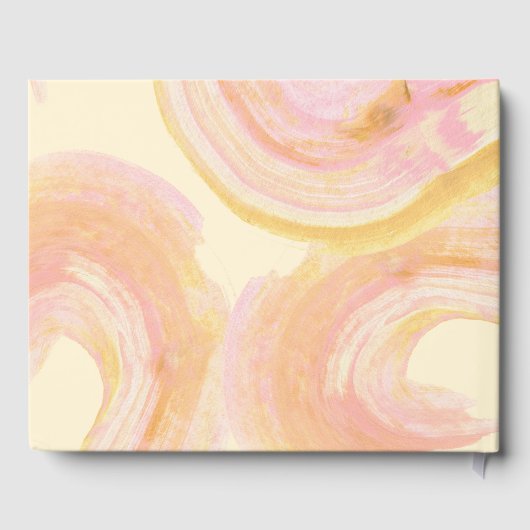 Abstrakte Peach Paint Swirl Custom Foto Wedding Gästebuch (Rückseite)