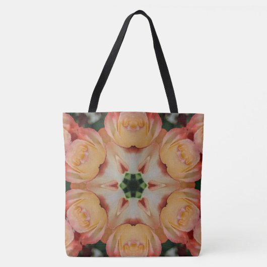 Abstrakte Peach Rose Große Tasche (Vorderseite)