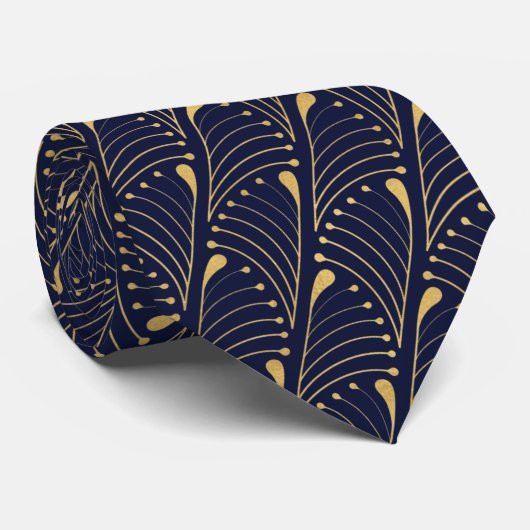 Abstrakte Peacock Feather Gold Vector Pattern Mari Krawatte (Gerollt)