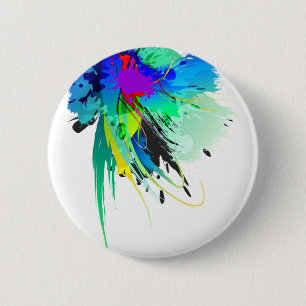 Abstrakte Peacock Paint-Spritzer Button