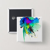 Abstrakte Peacock Paint-Spritzer Button (Vorne & Hinten)