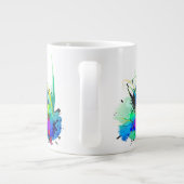 Abstrakte Peacock Paint-Spritzer Jumbo-Tasse (Rückseite)