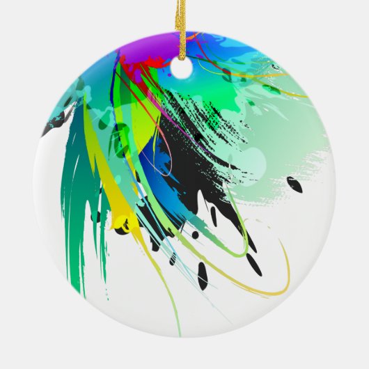 Abstrakte Peacock Paint-Spritzer Keramik Ornament (Hinten)