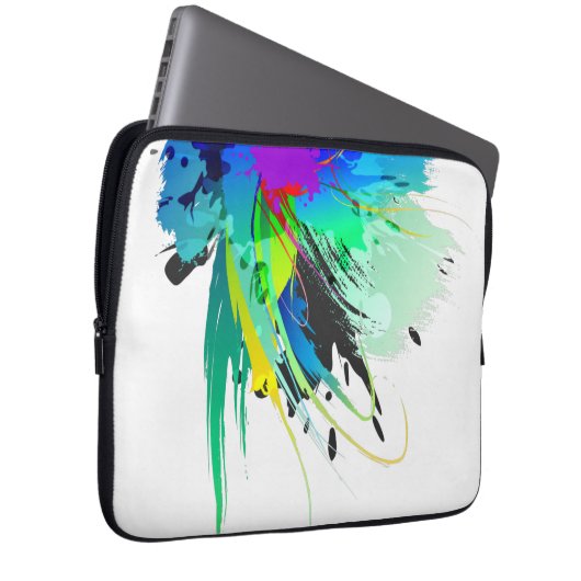 Abstrakte Peacock Paint-Spritzer Laptopschutzhülle (Vorne Rechts)