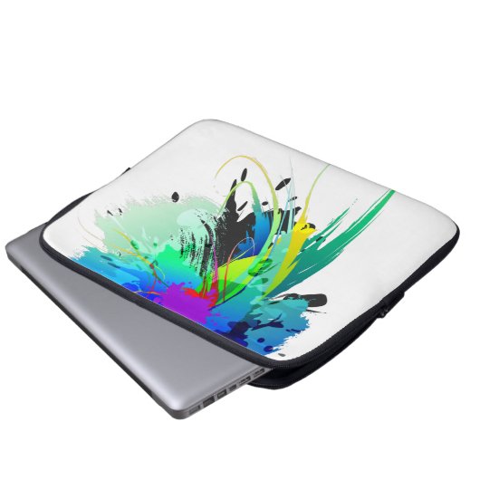 Abstrakte Peacock Paint-Spritzer Laptopschutzhülle (Vorne Knopf)