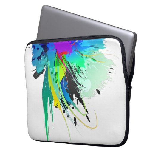 Abstrakte Peacock Paint-Spritzer Laptopschutzhülle (Vorderseite Links)