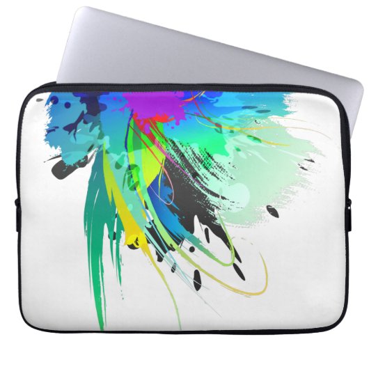 Abstrakte Peacock Paint-Spritzer Laptopschutzhülle (Vorderseite)