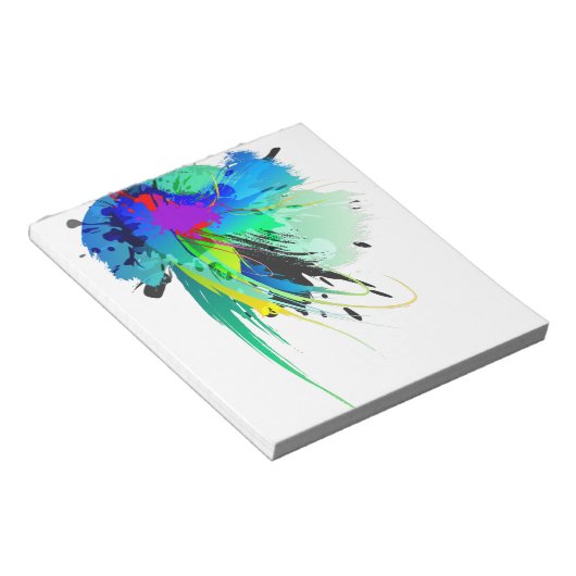 Abstrakte Peacock Paint-Spritzer Notizblock (angewinkelt)