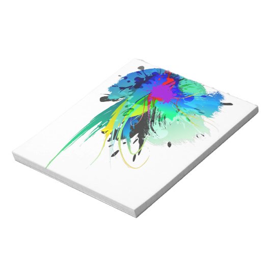 Abstrakte Peacock Paint-Spritzer Notizblock (Rotiert)