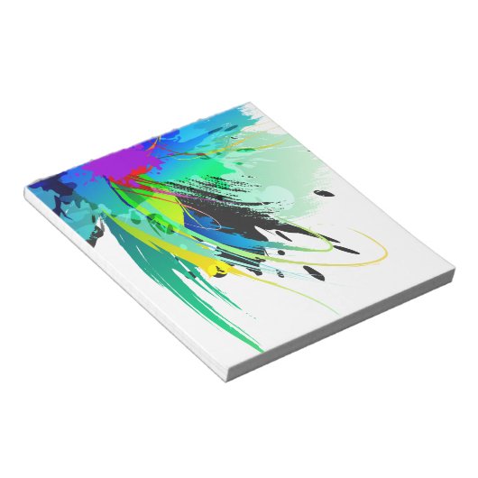 Abstrakte Peacock Paint-Spritzer Notizblock (angewinkelt)