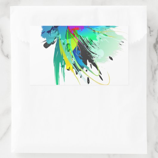 Abstrakte Peacock Paint-Spritzer Rechteckiger Aufkleber (Tasche)