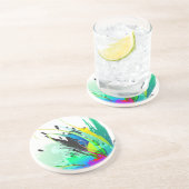 Abstrakte Peacock Paint-Spritzer Sandstein Untersetzer (Seite)