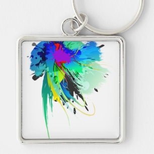 Abstrakte Peacock Paint-Spritzer Schlüsselanhänger