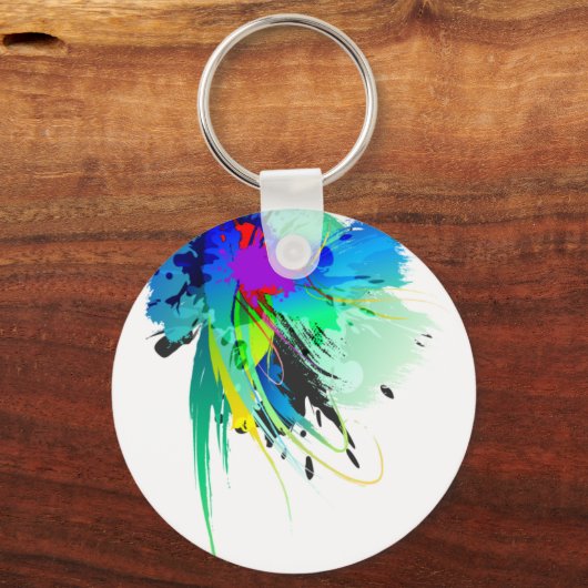 Abstrakte Peacock Paint-Spritzer Schlüsselanhänger (Vorderseite)