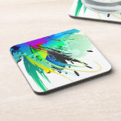 Abstrakte Peacock Paint-Spritzer Untersetzer (Linke Seite)