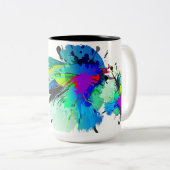 Abstrakte Peacock Paint-Spritzer Zweifarbige Tasse (VorderseiteRechts)