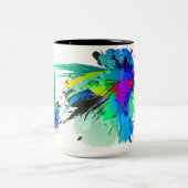 Abstrakte Peacock Paint-Spritzer Zweifarbige Tasse (Mittel)