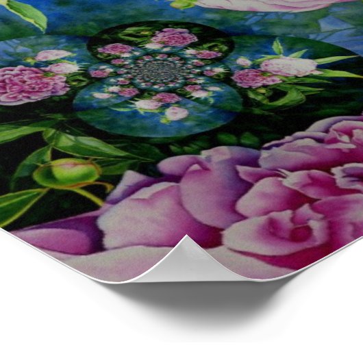 Abstrakte Peonfarbenmalerei, boho retro Poster (Ecke)