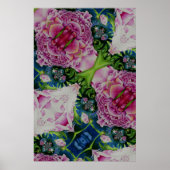 Abstrakte Peonfarbenmalerei, boho retro Poster (Vorne)