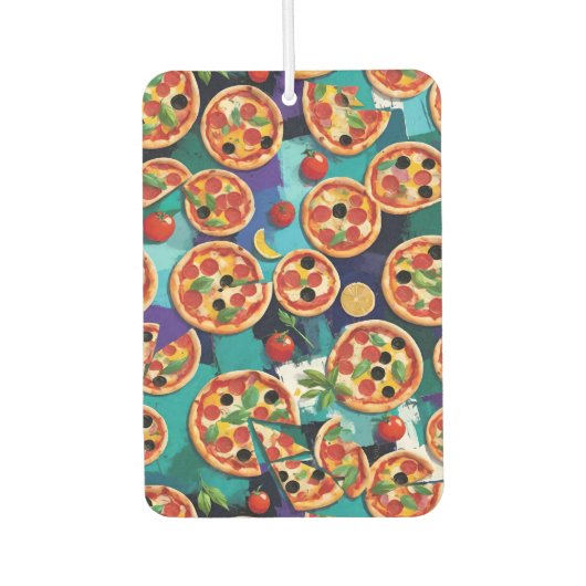 Abstrakte Pepperoni Pizza auf blauem Hintergrund Autolufterfrischer (Vorderseite)