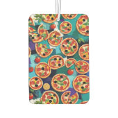 Abstrakte Pepperoni Pizza auf blauem Hintergrund Autolufterfrischer (Rückseite)