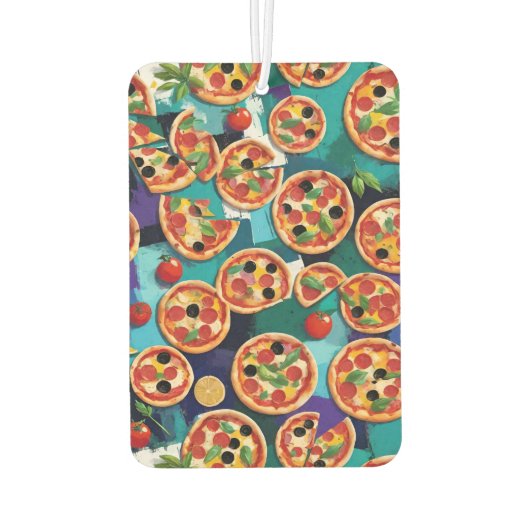 Abstrakte Pepperoni Pizza auf blauem Hintergrund Autolufterfrischer (Rückseite)