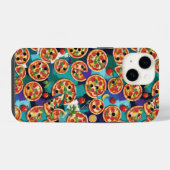Abstrakte Pepperoni Pizza auf blauem Hintergrund iPhone Hülle (Rückseite (Horizontal))