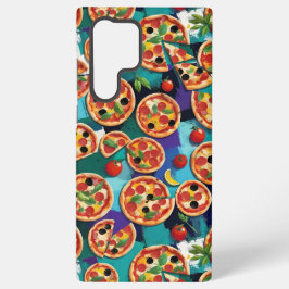 Abstrakte Pepperoni Pizza auf blauem Hintergrund Samsung Galaxy Hülle